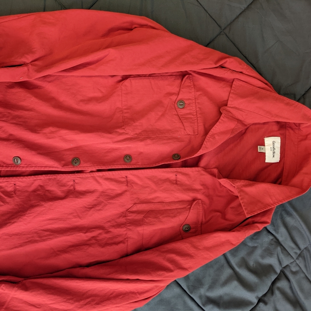 Red button up shirt/over shirt